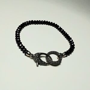 Michael Dawkins Starry Night Black Spinnel Bracelet 925 Silver 8"